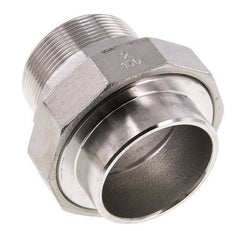 Racor recto de unión R2'' Macho x 60,3mm Extremo para soldar Acero inoxidable Junta plana PTFE 16bar (224,8psi)