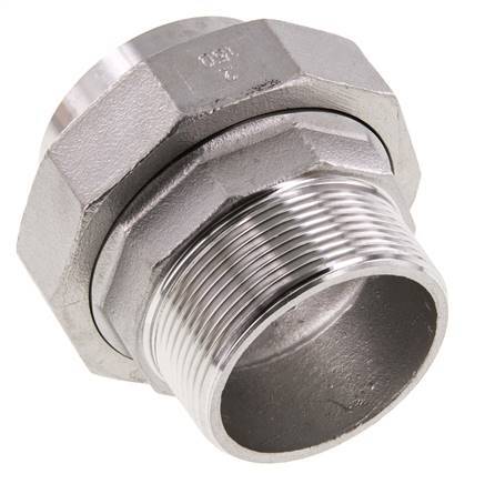 Racor recto de unión R2'' Macho x 60,3mm Extremo para soldar Acero inoxidable Junta plana PTFE 16bar (224,8psi)