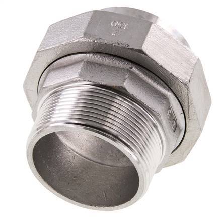 Racor recto de unión R2'' Macho x 60,3mm Extremo para soldar Acero inoxidable Junta plana PTFE 16bar (224,8psi)