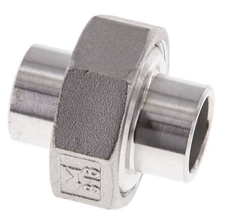 Union Straight Connector 21.3mm Weld End Stainless Steel Conical Seal 16bar (224.8psi)