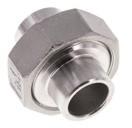 Union Straight Connector 21.3mm Weld End Stainless Steel Conical Seal 16bar (224.8psi)
