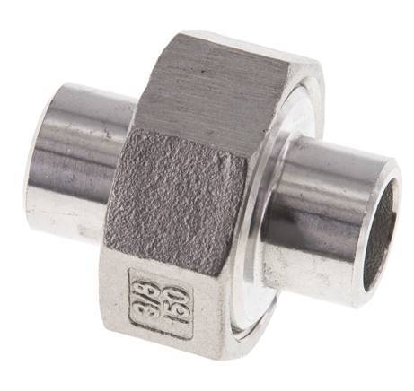 Racor recto de unión 17,2 mm Extremo para soldar Acero inoxidable Junta plana PTFE 16bar (224,8psi)