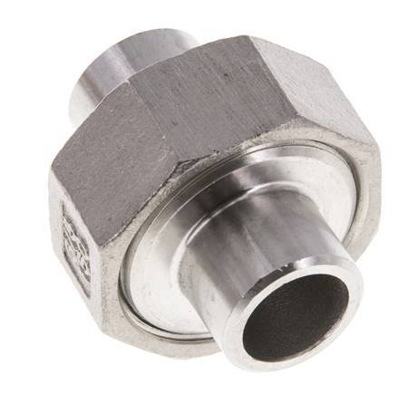 Racor recto de unión 17,2 mm Extremo para soldar Acero inoxidable Junta plana PTFE 16bar (224,8psi)