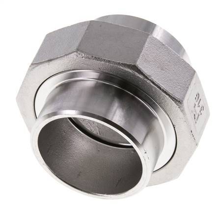 Racor recto de unión 48,3 mm Extremo para soldar Acero inoxidable Junta plana PTFE 16bar (224,8psi)