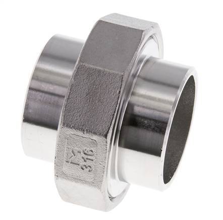 Racor recto de unión 48,3 mm Extremo para soldar Acero inoxidable Junta plana PTFE 16bar (224,8psi)