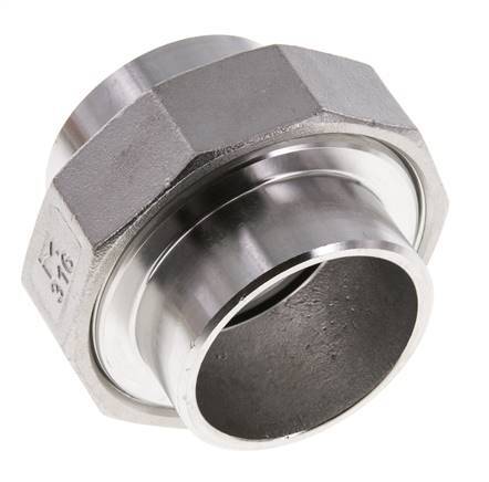 Racor recto de unión 48,3 mm Extremo para soldar Acero inoxidable Junta plana PTFE 16bar (224,8psi)