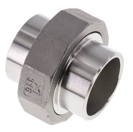 Racor recto de unión 42,4 mm Extremo para soldar Acero inoxidable Junta plana PTFE 16bar (224,8psi)