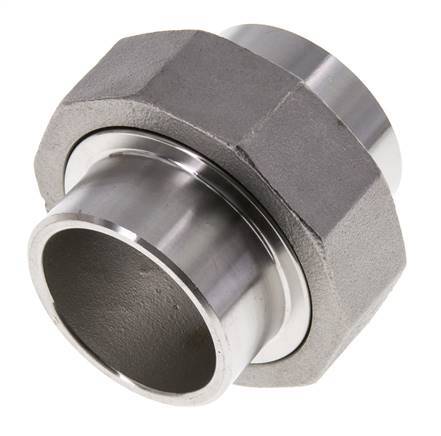 Racor recto de unión 42,4 mm Extremo para soldar Acero inoxidable Junta plana PTFE 16bar (224,8psi)
