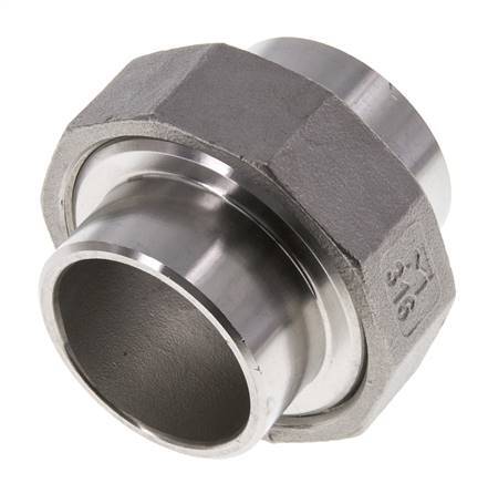 Racor recto de unión 42,4 mm Extremo para soldar Acero inoxidable Junta plana PTFE 16bar (224,8psi)