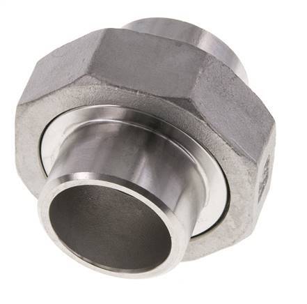 Racor recto de unión 33,7 mm Extremo para soldar Acero inoxidable Junta plana PTFE 16bar (224,8psi)