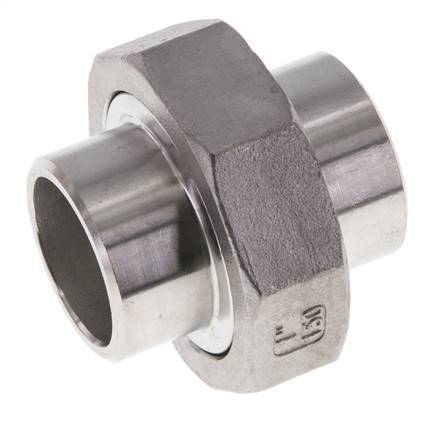 Racor recto de unión 33,7 mm Extremo para soldar Acero inoxidable Junta plana PTFE 16bar (224,8psi)