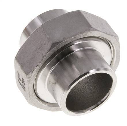 Racor recto de unión 33,7 mm Extremo para soldar Acero inoxidable Junta plana PTFE 16bar (224,8psi)