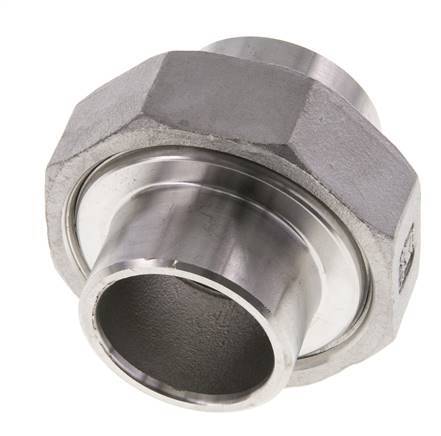 Racor recto de unión 33,7 mm Extremo para soldar Acero inoxidable Junta plana PTFE 16bar (224,8psi)