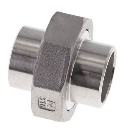 Racor recto de unión 33,7 mm Extremo para soldar Acero inoxidable Junta plana PTFE 16bar (224,8psi)