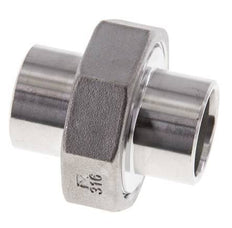 Union Straight Connector 26.9mm Weld End Stainless Steel Flat Seal PTFE 16bar (224.8psi)