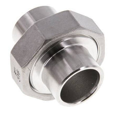 Union Straight Connector 26.9mm Weld End Stainless Steel Flat Seal PTFE 16bar (224.8psi)