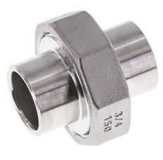 Union Straight Connector 26.9mm Weld End Stainless Steel Flat Seal PTFE 16bar (224.8psi)