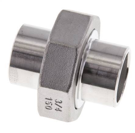 Union Straight Connector 26.9mm Weld End Stainless Steel Flat Seal PTFE 16bar (224.8psi)