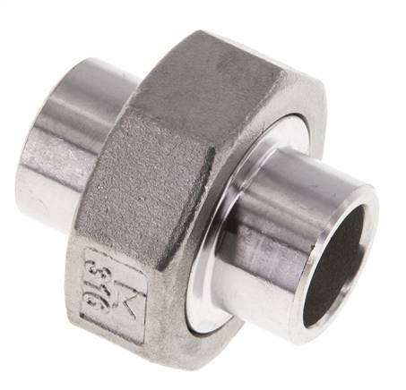 Racor recto de unión 21,3 mm Extremo para soldar Acero inoxidable Junta plana PTFE 16bar (224,8psi)