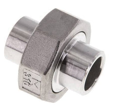 Racor recto de unión 21,3 mm Extremo para soldar Acero inoxidable Junta plana PTFE 16bar (224,8psi)
