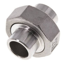 Union Straight Connector 21.3mm Weld End Stainless Steel Flat Seal PTFE 16bar (224.8psi)