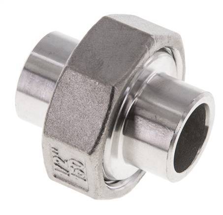 Racor recto de unión 21,3 mm Extremo para soldar Acero inoxidable Junta plana PTFE 16bar (224,8psi)