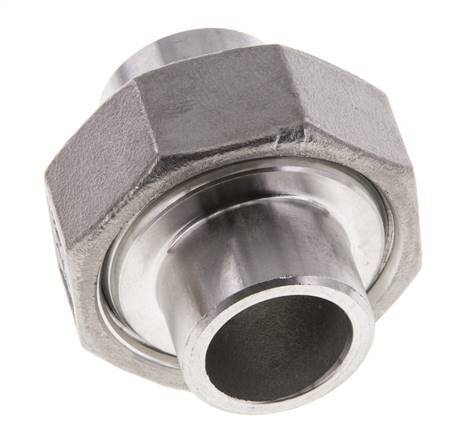 Racor recto de unión 21,3 mm Extremo para soldar Acero inoxidable Junta plana PTFE 16bar (224,8psi)