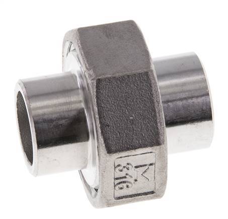 Racor recto de unión 21,3 mm Extremo para soldar Acero inoxidable Junta plana PTFE 16bar (224,8psi)
