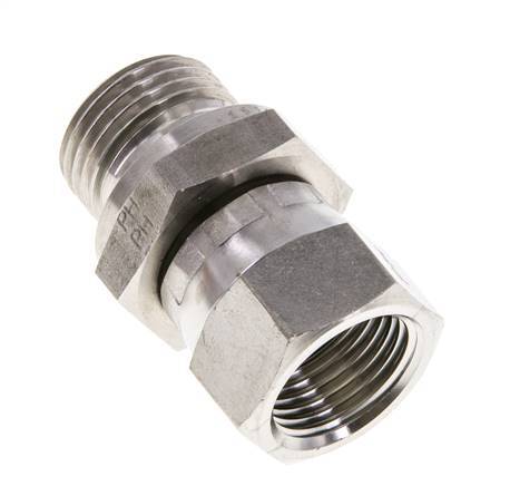JIC Reducing Nipple UNF 3/4''-16 Female x G1/2'' Male Adjustable Stainless Steel 275bar (3863.75psi)