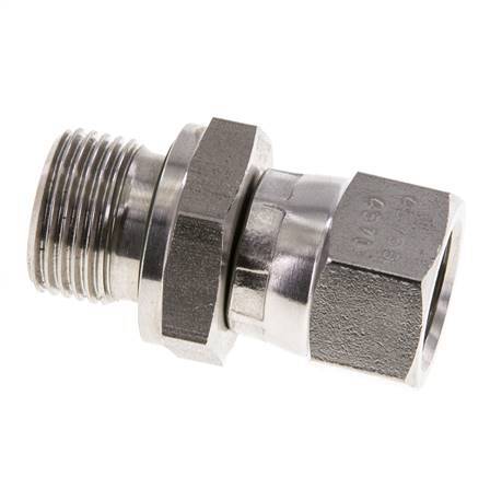 JIC Reducing Nipple UNF 9/16''-18 Female x G3/8'' Male Adjustable Stainless Steel 275bar (3863.75psi)
