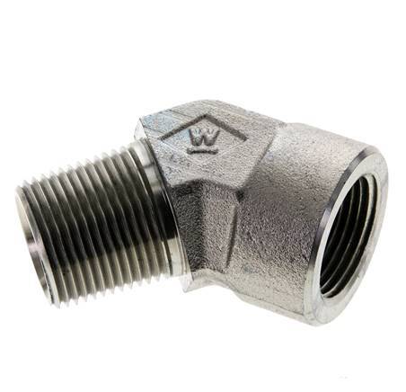 Racor en ángulo de 45 grados 3/4'' NPT macho x hembra Acero 170bar (2388,5psi)