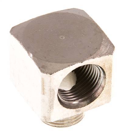 Racor acodado 90deg G3/8'' Macho x Hembra Latón niquelado 16bar (224.8psi)