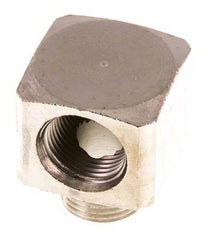 Racor acodado 90deg G3/8'' Macho x Hembra Latón niquelado 16bar (224.8psi)