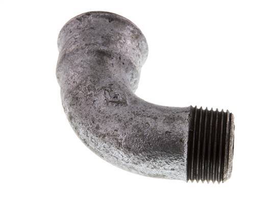 Racor acodado de 90 grados 1'' macho R x hembra Rp corto hierro fundido 25bar (351.25psi)