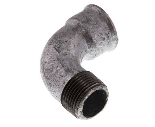 Racor acodado de 90 grados 1'' macho R x hembra Rp corto hierro fundido 25bar (351.25psi)