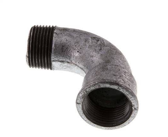 Racor acodado de 90 grados 1'' macho R x hembra Rp corto hierro fundido 25bar (351.25psi)