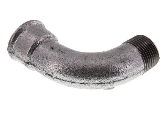 Racor acodado de 90 grados 1'' macho R x hembra Rp hierro fundido largo 25bar (351.25psi)