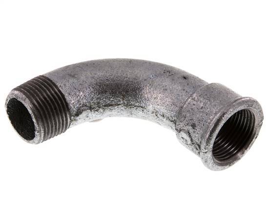 Racor acodado de 90 grados 1'' macho R x hembra Rp hierro fundido largo 25bar (351.25psi)