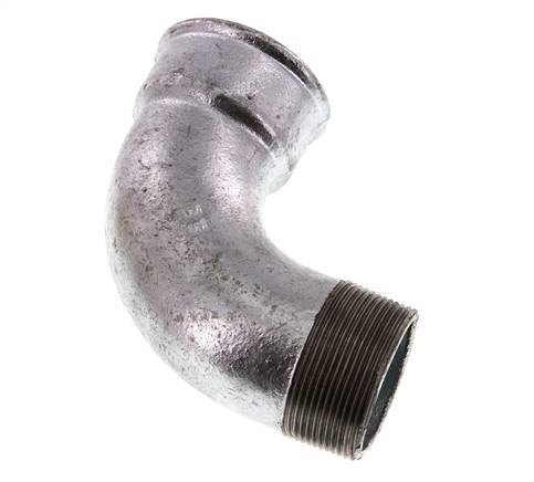 Racor acodado de 90 grados 2'' macho R x hembra Rp corto hierro fundido 25bar (351.25psi)