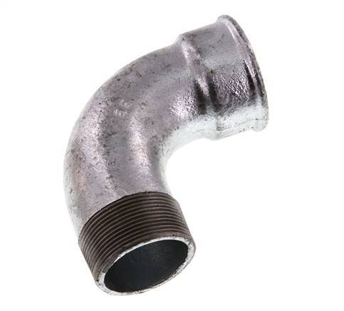Racor acodado de 90 grados 2'' macho R x hembra Rp corto hierro fundido 25bar (351.25psi)