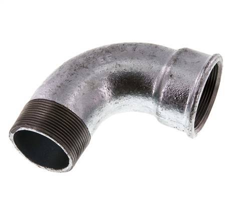 Racor acodado de 90 grados 2'' macho R x hembra Rp corto hierro fundido 25bar (351.25psi)