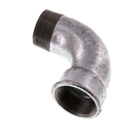 Racor acodado de 90 grados 2'' macho R x hembra Rp corto hierro fundido 25bar (351.25psi)