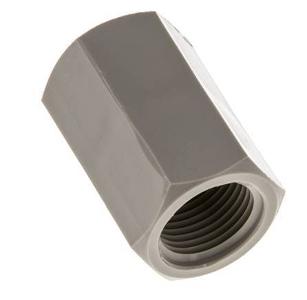 Enchufe G3/8'' Hembra Polipropileno (pp) 10bar (140.5psi) FDA 22mm Hex.