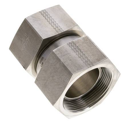 Reducing Straight Connector G2'' Female High Pressure Stainless Steel 60° Cone 75bar (1053.75psi) Hydraulic