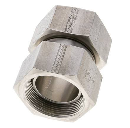 Reducing Straight Connector G2'' Female High Pressure Stainless Steel 60° Cone 75bar (1053.75psi) Hydraulic