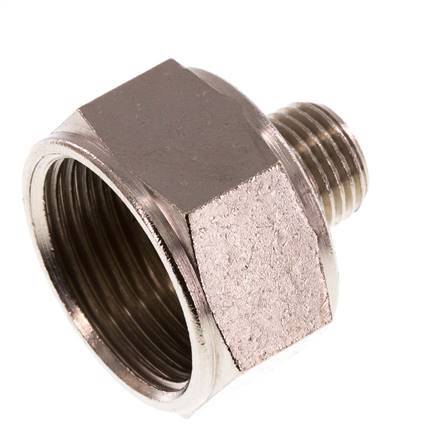 Adaptador reductor R1/4'' Macho x Rp3/4'' Hembra Latón niquelado 16bar (224.8psi)