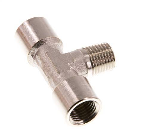 Tee Fitting G1/4'' Female x R1/4'' Male Nickel-plated Brass 16bar (224.8psi) [2 Pieces]