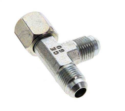 JIC Tee Fitting UNF 9/16''-18 Female x Male Steel 350bar (4917.5psi)