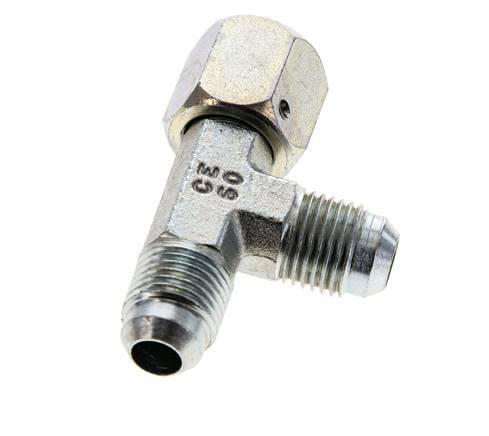 JIC Tee Fitting UNF 9/16''-18 Female x Male Steel 350bar (4917.5psi)