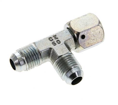 JIC Tee Fitting UNF 9/16''-18 Female x Male Steel 350bar (4917.5psi)